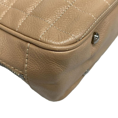 Chanel Tote Bag Chocolate Bar Light Brown Silver Hardware Side Zip