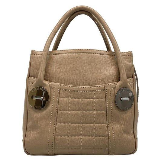 Chanel Tote Bag Chocolate Bar Light Brown Silver Hardware Side Zip