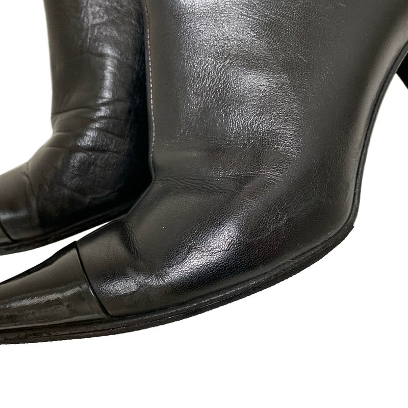 Chanel Boots 37 Ladies - Black Quilted Outsole Reupholstered Leather Lambskin