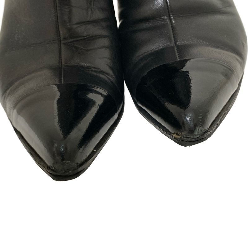 Chanel Boots 37 Ladies - Black Quilted Outsole Reupholstered Leather Lambskin