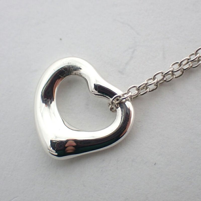 Tiffany & Co 925 Open Heart Pendant Necklace J101-6