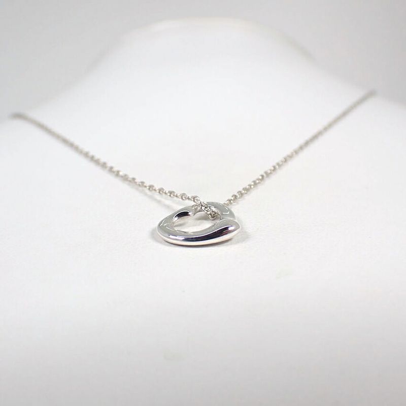Tiffany & Co 925 Open Heart Pendant Necklace J101-6