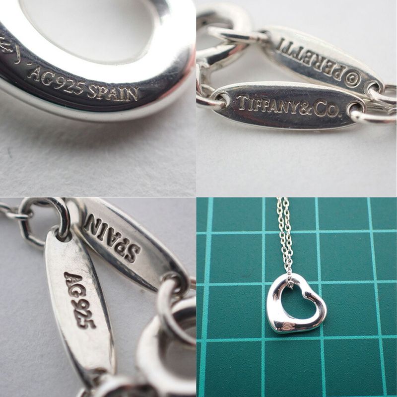 Tiffany & Co 925 Open Heart Pendant Necklace J101-6