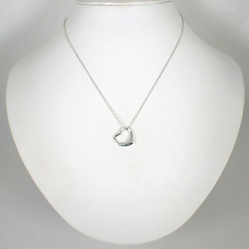 Tiffany & Co 925 Open Heart Pendant Necklace J101-8