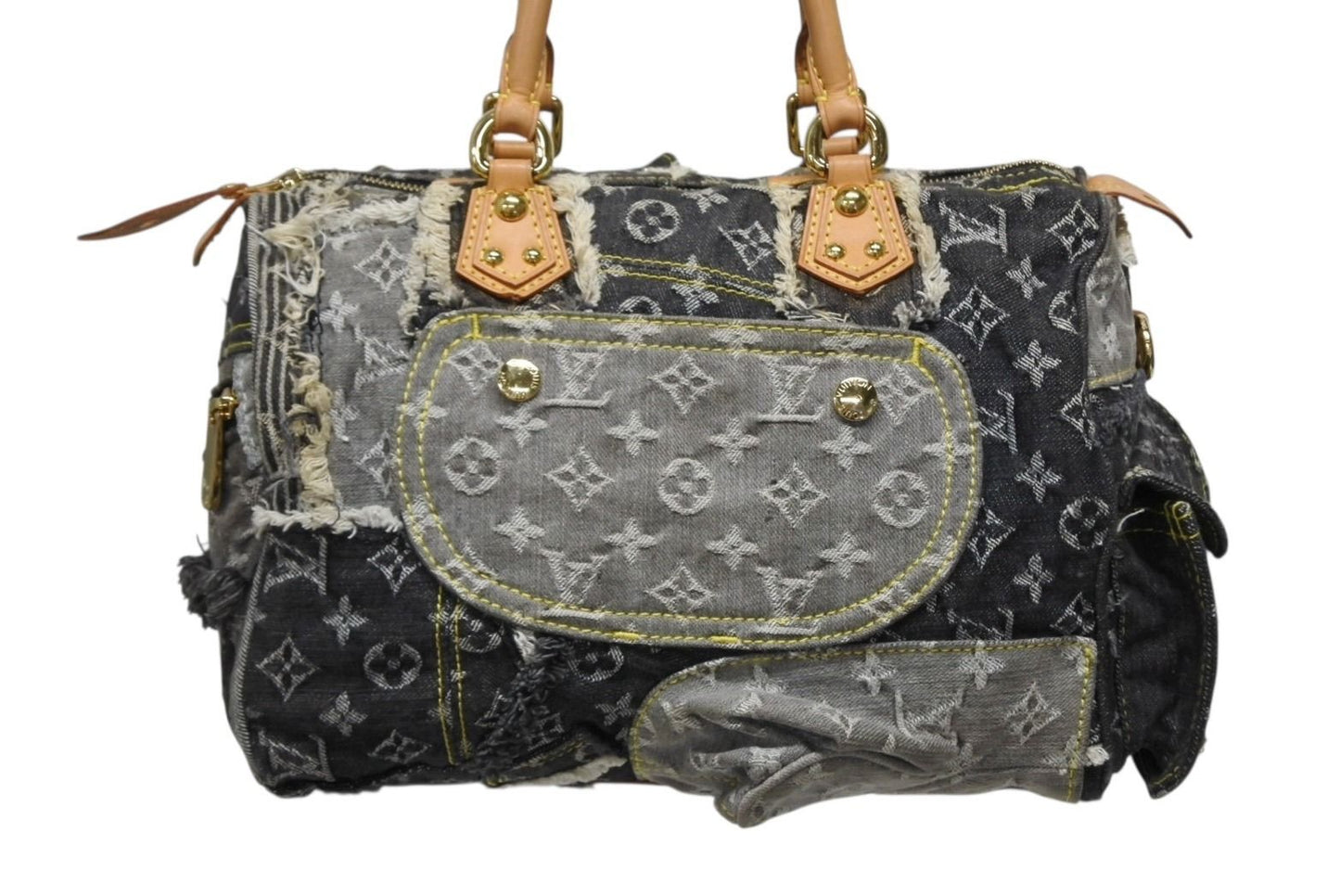 Louis Vuitton Speedy 30 Boston Bag Patchwork Monogram Denim Black — view 3