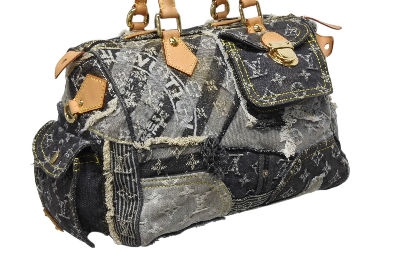 Louis Vuitton Speedy 30 Boston Bag Patchwork Monogram Denim Black — view 4