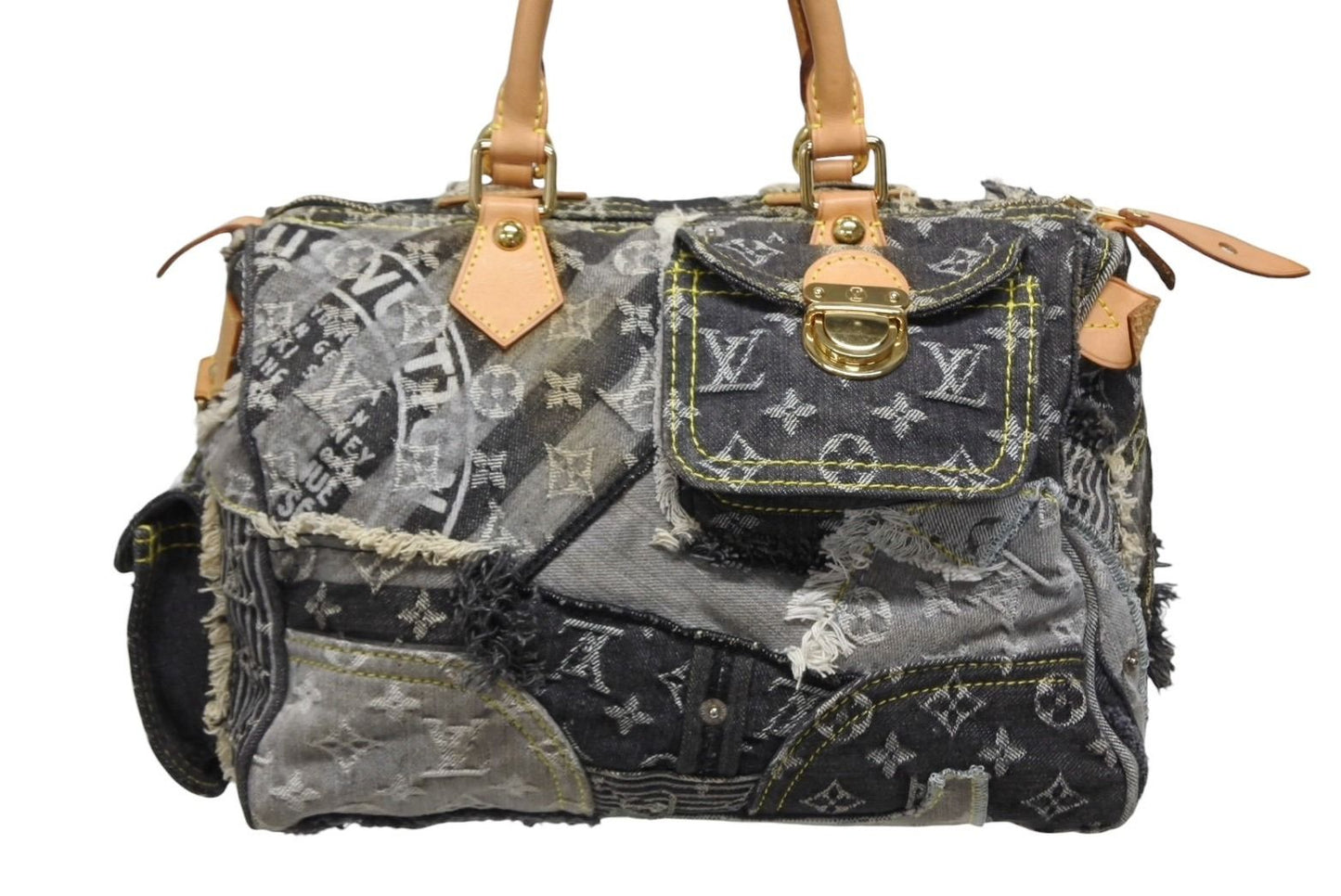 Louis Vuitton Speedy 30 Boston Bag Patchwork Monogram Denim Black — view 2