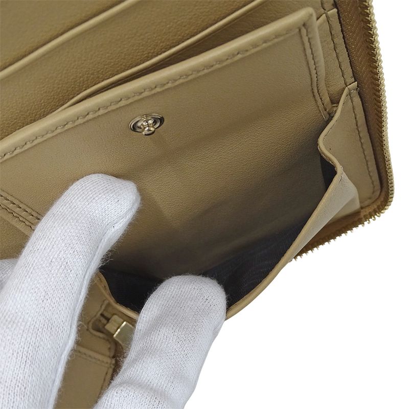 Gucci Wallets Ladies Branded Long Wallet Diamante Leather Beige 321117 Round