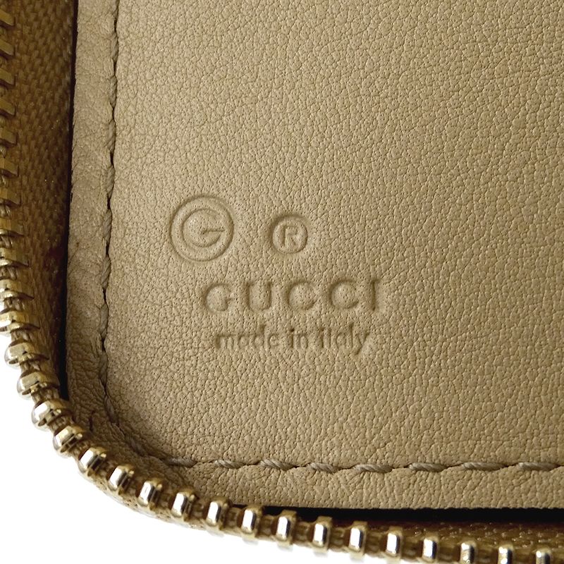 Gucci Wallets Ladies Branded Long Wallet Diamante Leather Beige 321117 Round