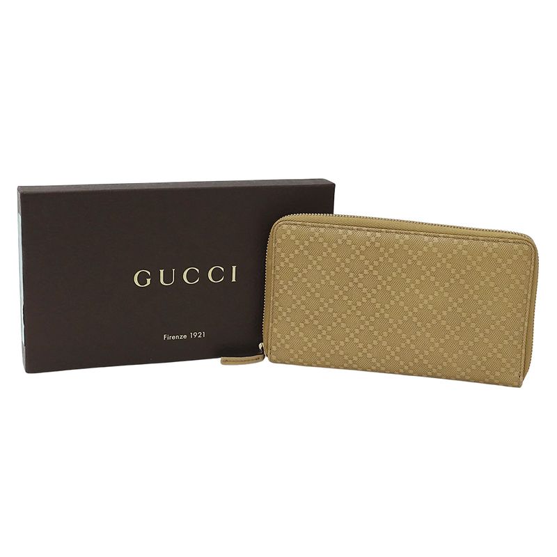 Gucci Wallets Ladies Branded Long Wallet Diamante Leather Beige 321117 Round