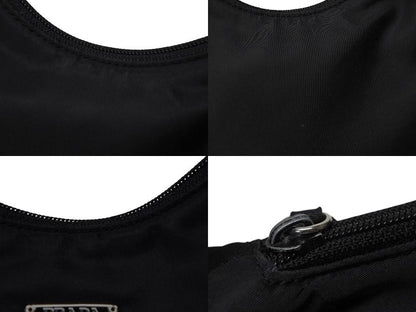 Prada Hobo Handbag Triangle Logo Nylon Black — view 6