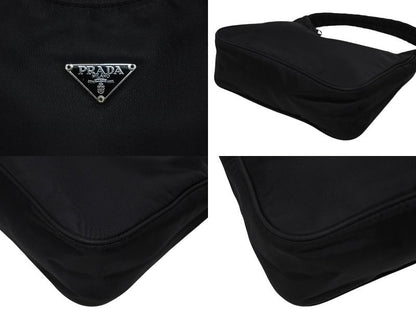Prada Hobo Handbag Triangle Logo Nylon Black — view 5