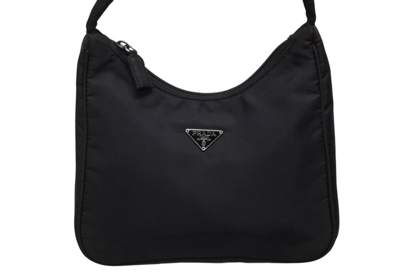 Prada Hobo Handbag Triangle Logo Nylon Black — view 2