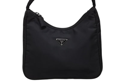 Prada Hobo Handbag Triangle Logo Nylon Black — view 2