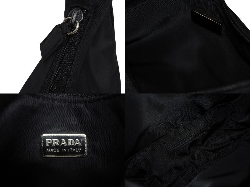 Prada Hobo Handbag Triangle Logo Nylon Black — view 7