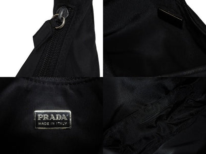 Prada Hobo Handbag Triangle Logo Nylon Black — view 7