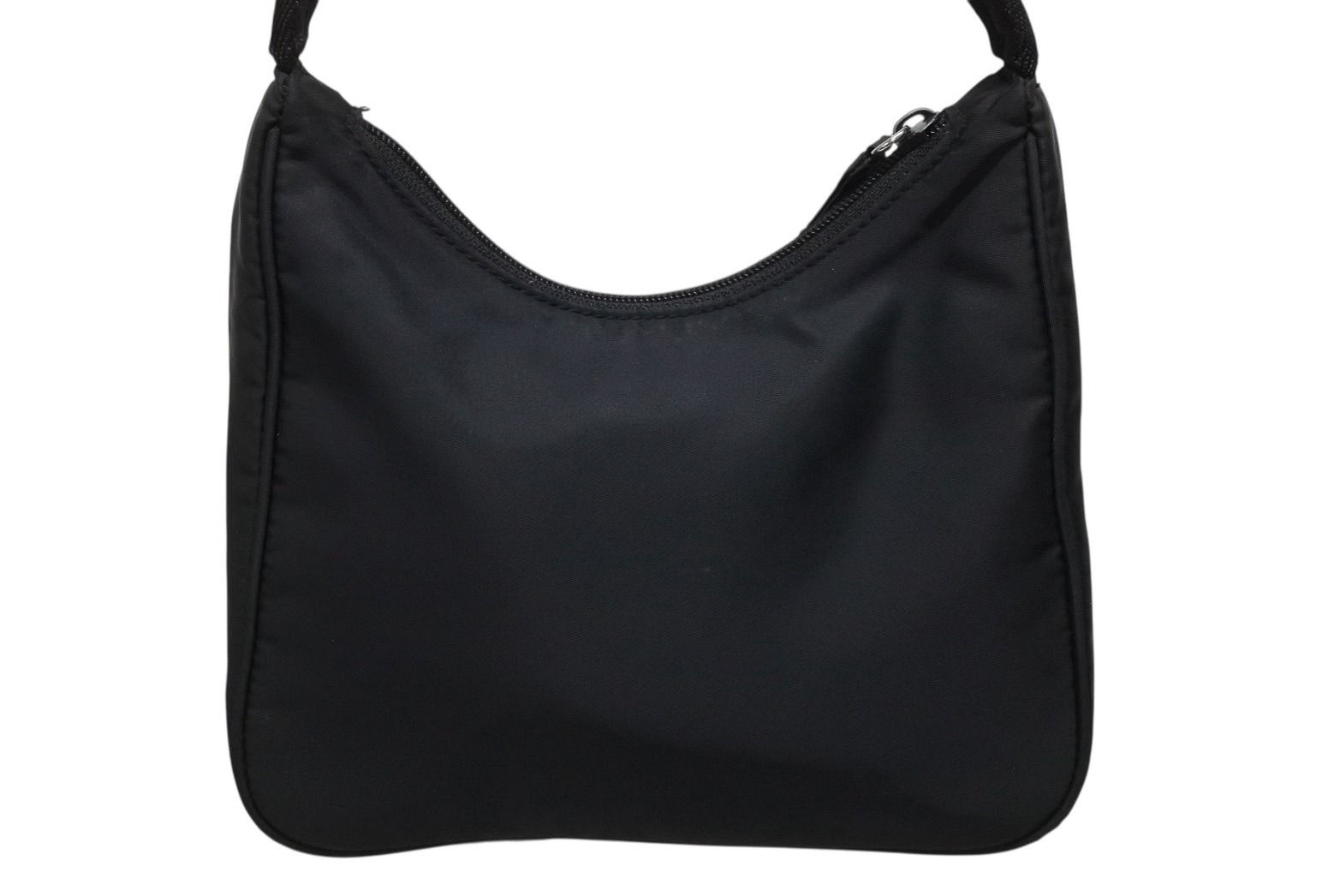 Prada Hobo Handbag Triangle Logo Nylon Black — view 3