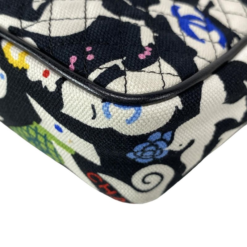 Chanel Shoulder Bag Baby Animal Black X White X Multi Gold Hardware Chain