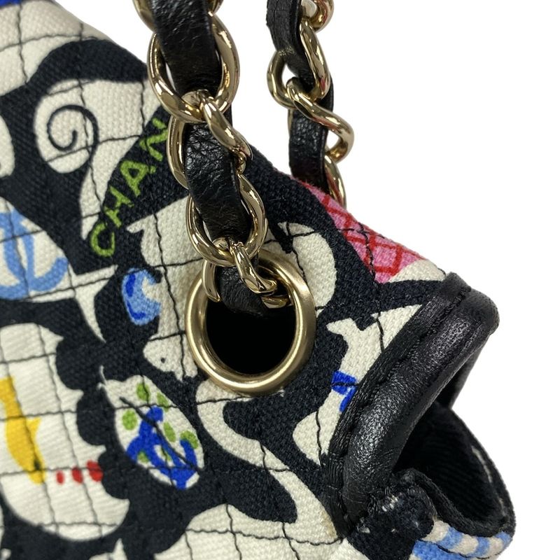 Chanel Shoulder Bag Baby Animal Black X White X Multi Gold Hardware Chain