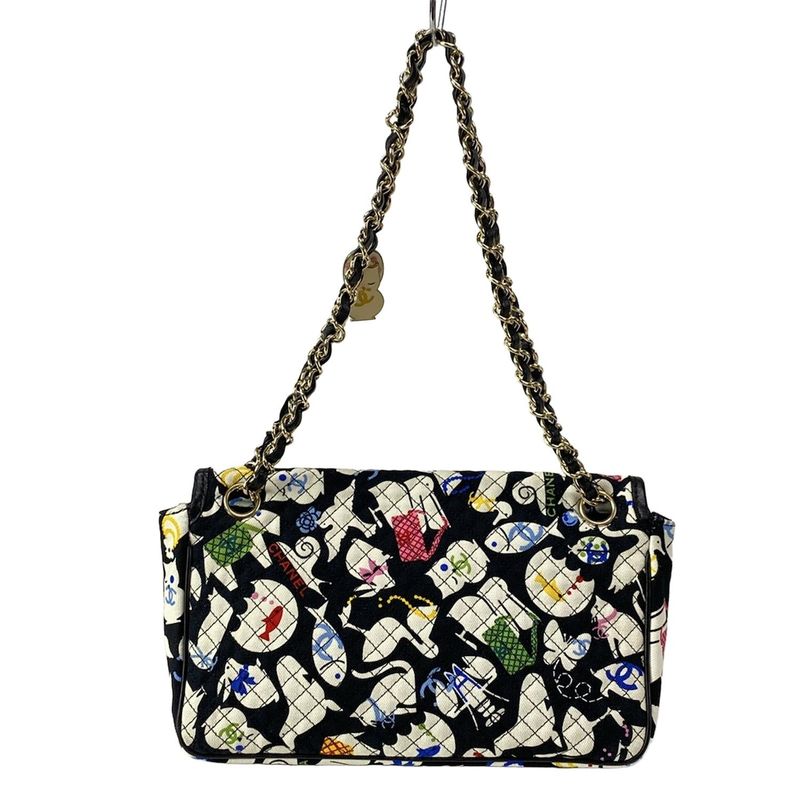 Chanel Shoulder Bag Baby Animal Black X White X Multi Gold Hardware Chain