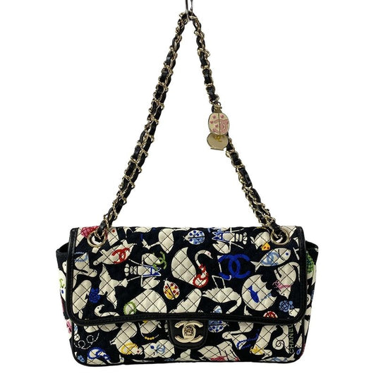 Chanel Shoulder Bag Baby Animal Black X White X Multi Gold Hardware Chain