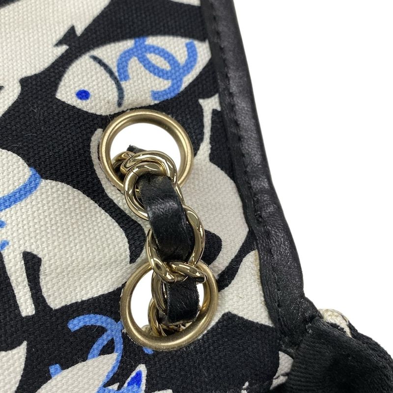 Chanel Shoulder Bag Baby Animal Black X White X Multi Gold Hardware Chain
