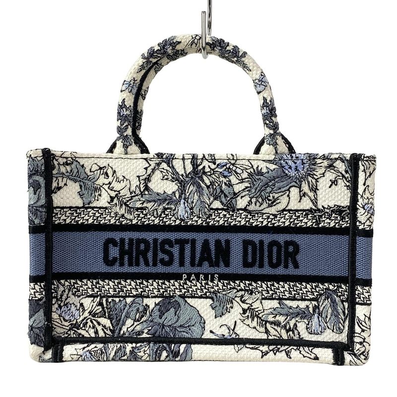 Dior Christian Dior Tote Bag Book Tote Mini Bag White X Blue Grey X Multi Floral