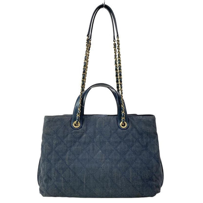 Chanel Tote Bag Matelasse A93560 Navy 2way Chain Shoulder Gold Hardware Leather