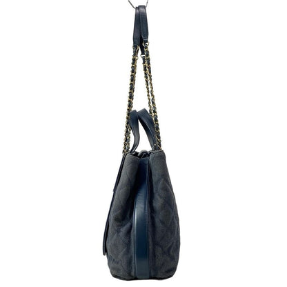 Chanel Tote Bag Matelasse A93560 Navy 2way Chain Shoulder Gold Hardware Leather