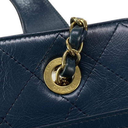 Chanel Tote Bag Matelasse A93560 Navy 2way Chain Shoulder Gold Hardware Leather