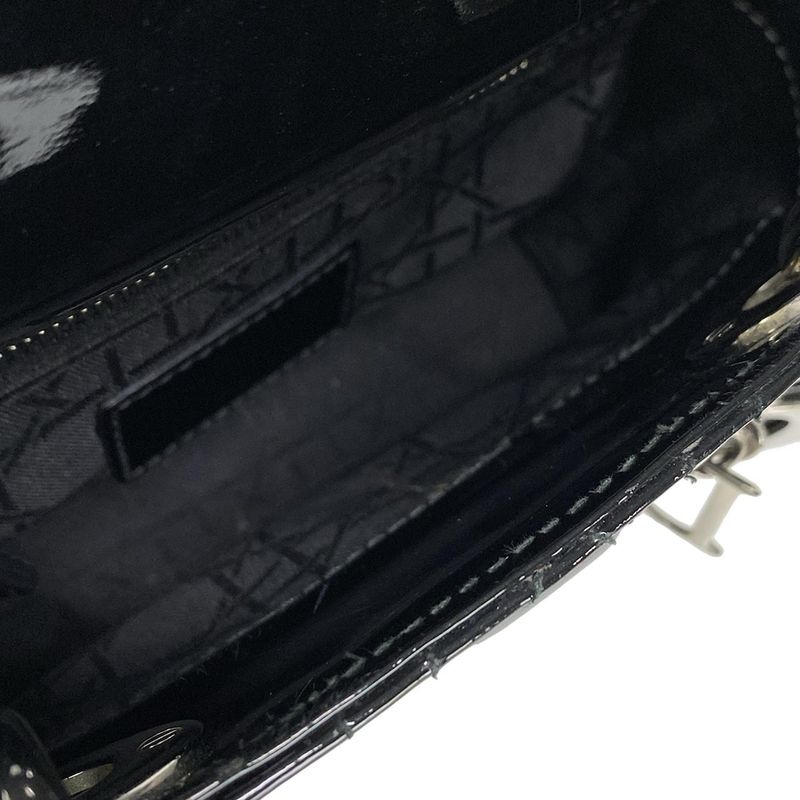 Dior Christian Dior Handbag Lady Dior Mini Bag Black Leather