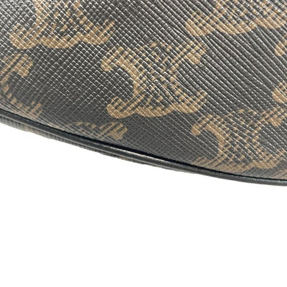 Celine Waist Pouch Triomphe Canvas Belt Bag 195972 Black Dark Brown and White