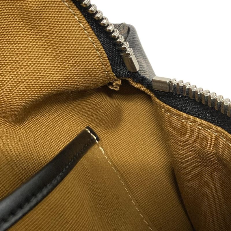 Celine Waist Pouch Triomphe Canvas Belt Bag 195972 Black Dark Brown and White