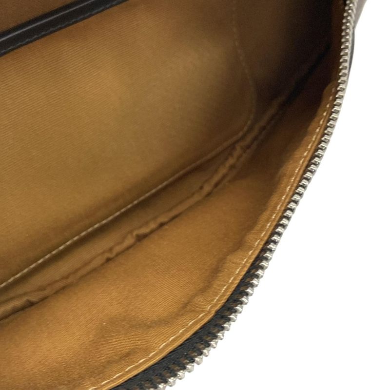 Celine Waist Pouch Triomphe Canvas Belt Bag 195972 Black Dark Brown and White