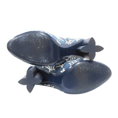 Louis Vuitton Silhouette Line Monogram Denim Ankle Boots Short High Heel Made
