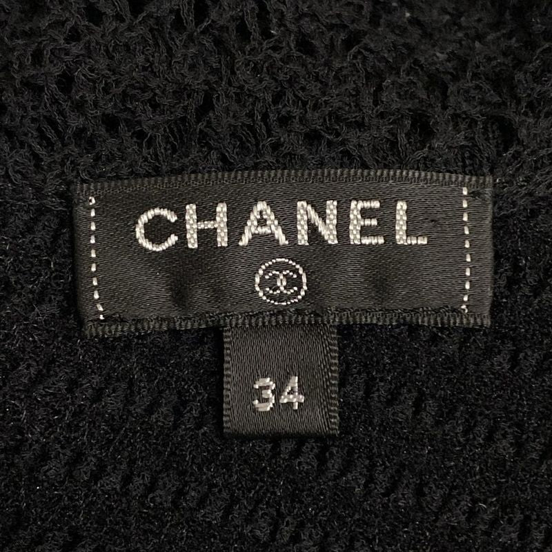 Chanel Long Sleeve Sweater Size 34 S Women - P64322 Black Lace Knitting Pearl