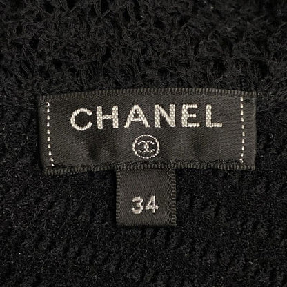 Chanel Long Sleeve Sweater Size 34 S Women - P64322 Black Lace Knitting Pearl