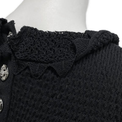 Chanel Long Sleeve Sweater Size 34 S Women - P64322 Black Lace Knitting Pearl