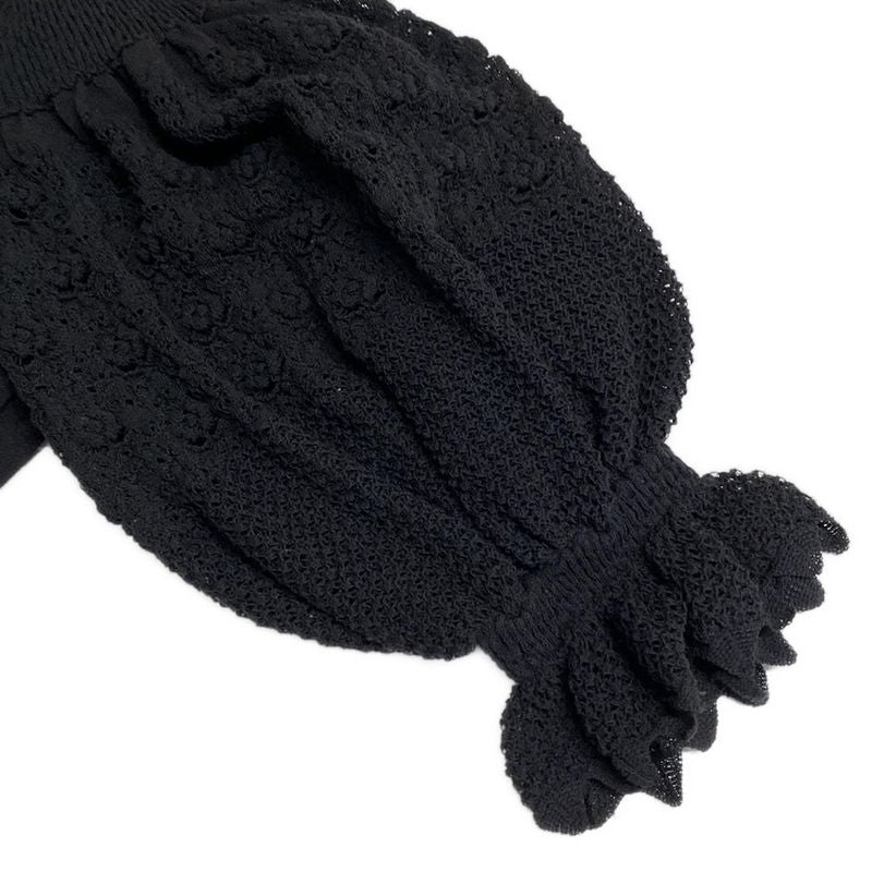 Chanel Long Sleeve Sweater Size 34 S Women - P64322 Black Lace Knitting Pearl