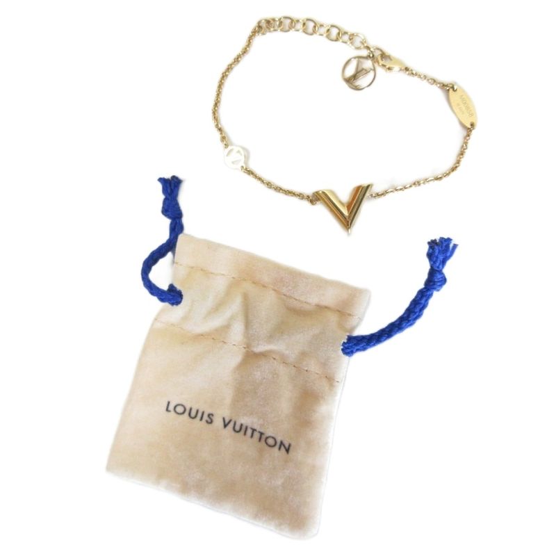 Louis Vuitton Monogram Bracelet - Escential V M00858 LV Logo GP Gold Color