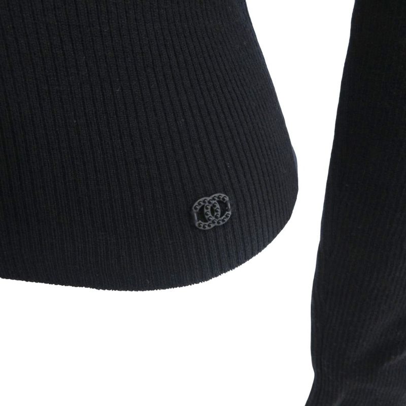 Chanel 03a Coco Mark Ribbon Rib Knit Top Cut Sewn Sweater Long Sleeve Domestic