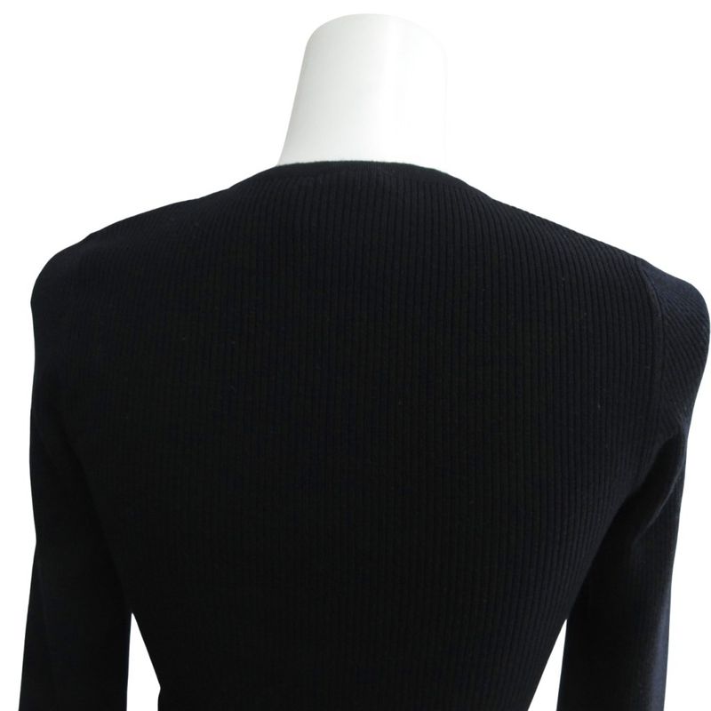 Chanel 03a Coco Mark Ribbon Rib Knit Top Cut Sewn Sweater Long Sleeve Domestic
