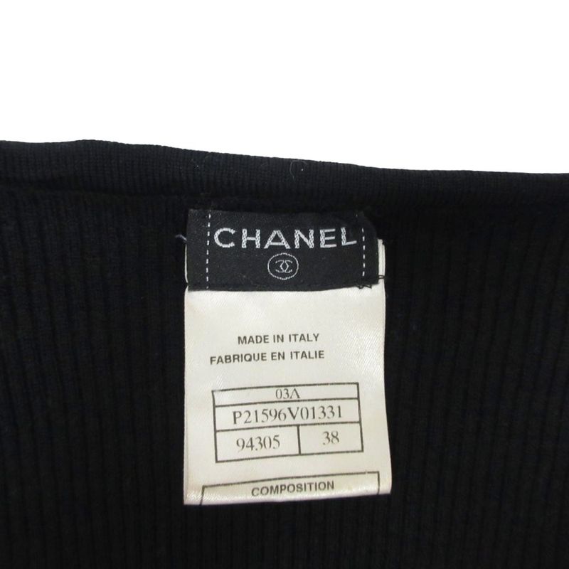Chanel 03a Coco Mark Ribbon Rib Knit Top Cut Sewn Sweater Long Sleeve Domestic