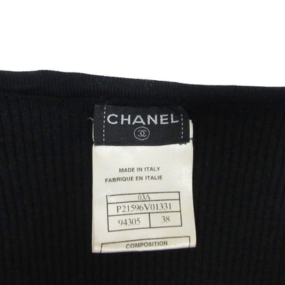 Chanel 03a Coco Mark Ribbon Rib Knit Top Cut Sewn Sweater Long Sleeve Domestic