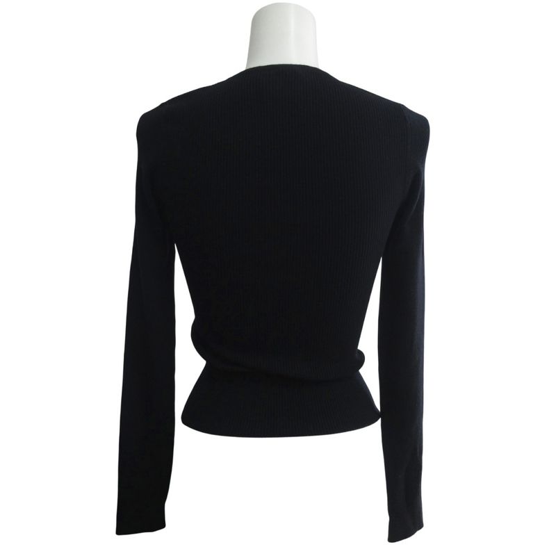 Chanel 03a Coco Mark Ribbon Rib Knit Top Cut Sewn Sweater Long Sleeve Domestic