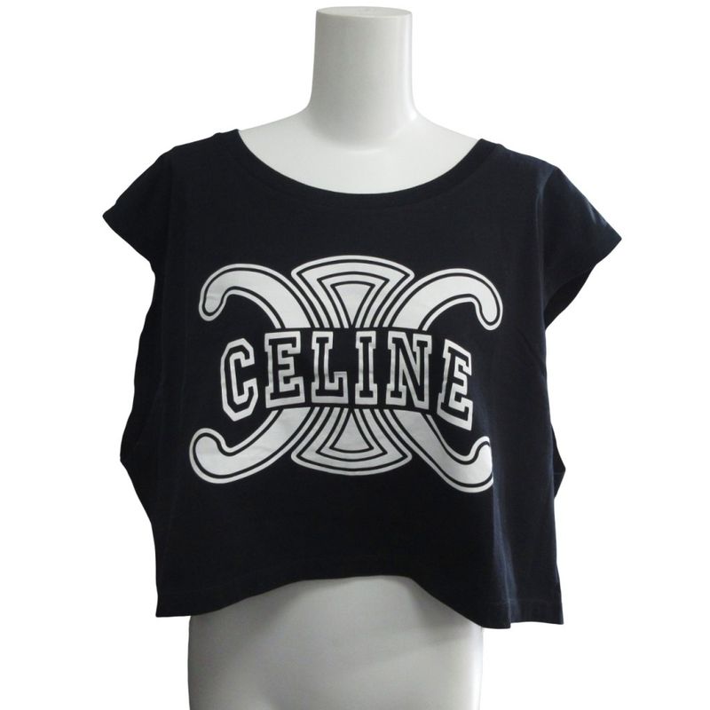 Celine Excellent Condition 23ss Triomphe Cropped T-Shirt Print Sleeveless Cut