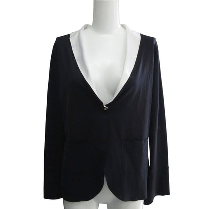 Chanel 03c Cruise Collection Bicolor Jersey Knit Satin Jacket Coco Mark Button