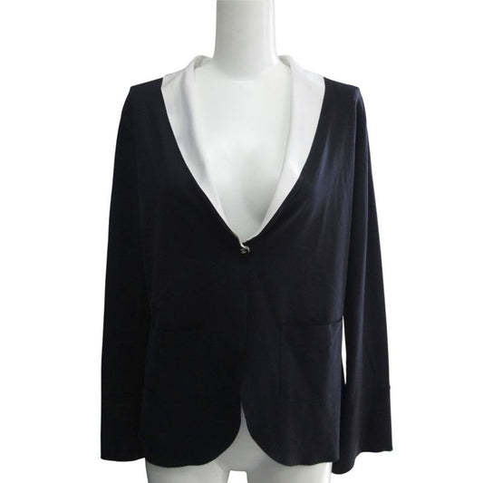 Chanel 03c Cruise Collection Bicolor Jersey Knit Satin Jacket Coco Mark Button