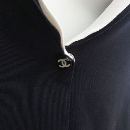 Chanel 03c Cruise Collection Bicolor Jersey Knit Satin Jacket Coco Mark Button