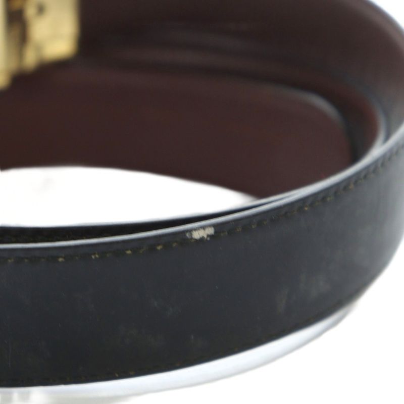 Gucci Belt Gold Hardware Logo Leather Belt Outside Black - Gy18 Mq - OH